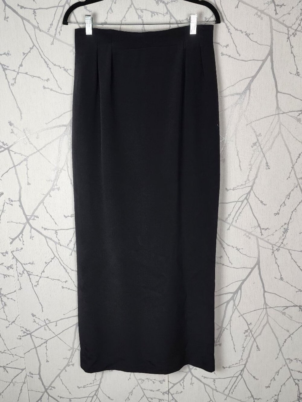 Ann Ciona VTG Black 100% Silk Crepe Pleated Front Maxi Skirt - Picture 1 of 5